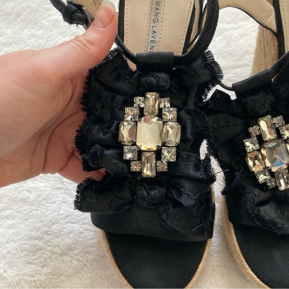 Vera Wang Lavender espadrille wedges high platform heels jeweled rhinestone sz 8 - Picture 5 of 14